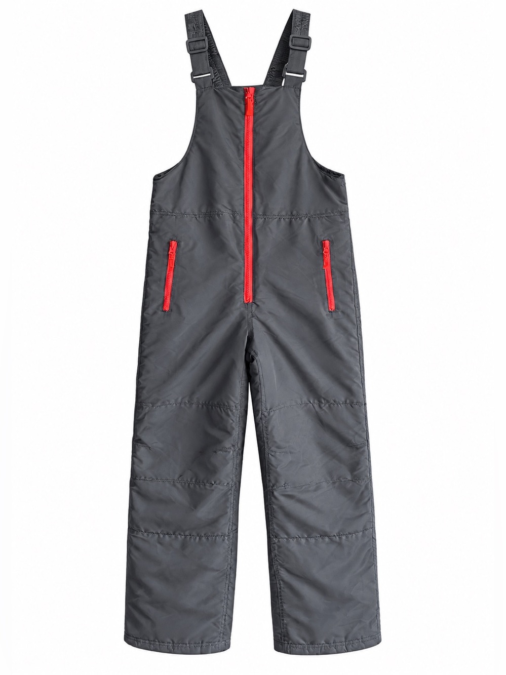 Old Navy Gray Insulated Bib Snow Pants Red Zipper Accents – Size Large 10/12 GUC